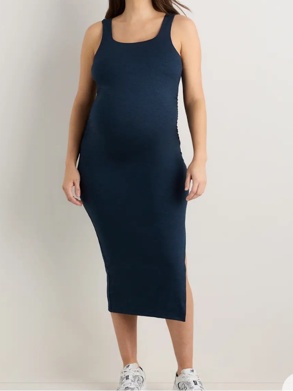 Quince Ultra-Soft Maternity Midi Dress / Heather Navy Size Small